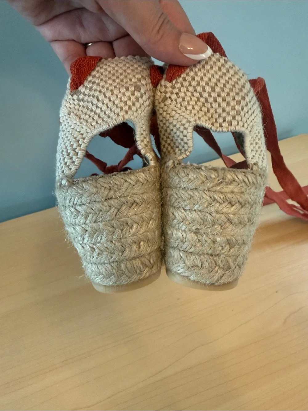 Diegos orange Wedge Lola Wrap Espadrilles Spain 40 (7.5)